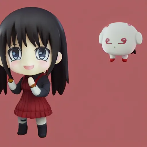 Prompt: character face portrait of a singular kawaii chibi in the sytle of kyoto animation, in simple background, nendoroid eyes, blender, toon rendering, toon shader