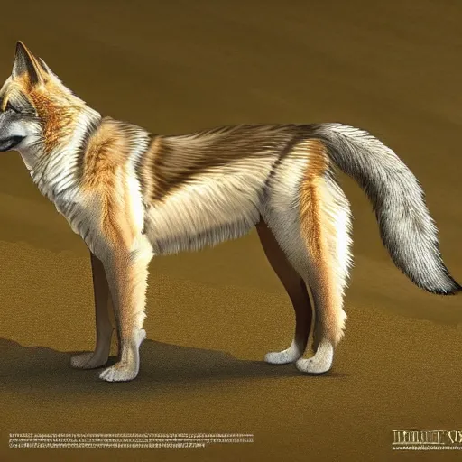 Prompt: professional stylized digital art of a full - body profile of a cream tibetan wolf, tan and light brown accents, fluffy, falling leaves, hd, 8 k, highly detailed, high quality, cute