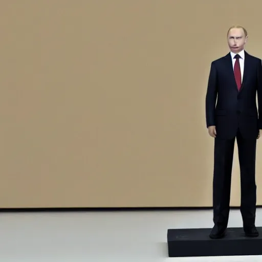 Image similar to Putin on model podium, hyper realistic, highly detailed
