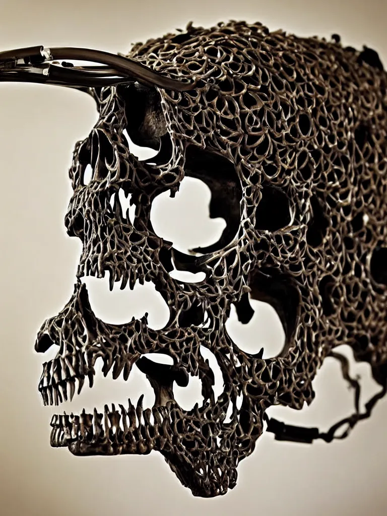 Image similar to animal skull made of rifles, ultra-realistic, intricate details photograph