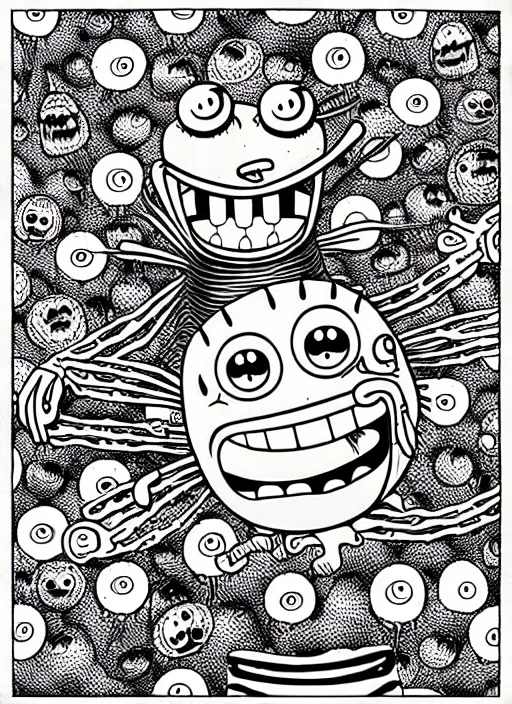 Image similar to junji ito style spongebob squarepants, intricate, highly detailed, illustration, art by junji ito, junji ito