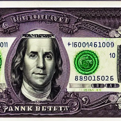 Prompt: bank note $100 bill with Paul Rudd