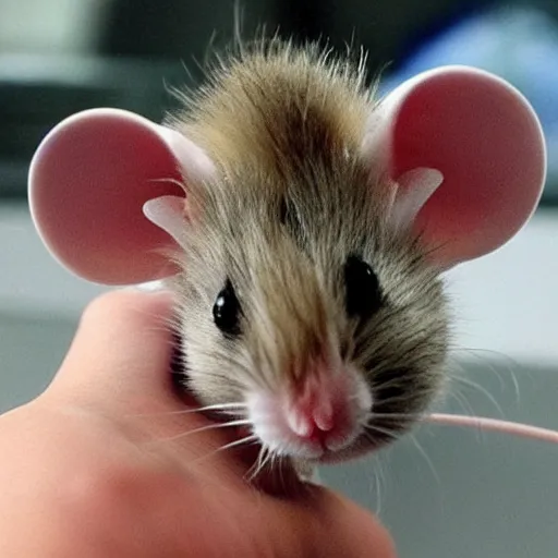 Prompt: a mouse that looks like justin bieber