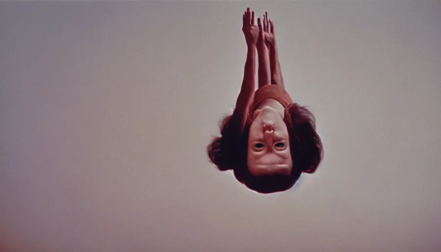 Prompt: 7 0 s film still from a horror movie a person floating in the air, kodachrome, cinecolor, cinestill, film grain, film texture, retro, cinematic, high resolution, photorealism,