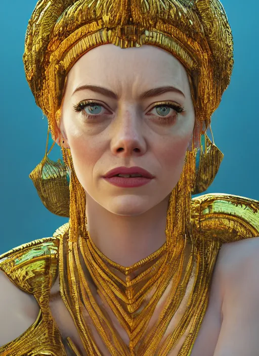Prompt: dessert portrait of emma stone as cleopatra, hyper detailed, digital art, trending in artstation, cinematic lighting, studio quality, smooth render, unreal engine 5 rendered, octane rendered, art style by klimt and nixeu and ian sprigger and wlop and krenz cushart.