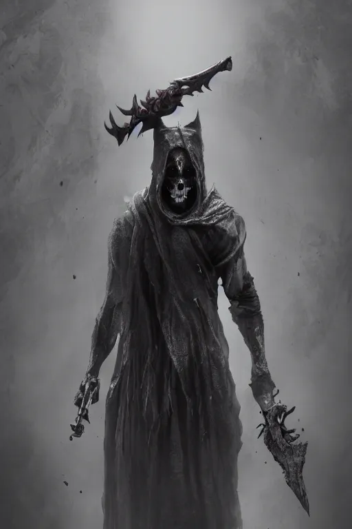 Image similar to the ghost with the grimm reaper bat, ultra realistic horror, concept art, intricate details, highly detailed, photorealistic, octane render, 8 k