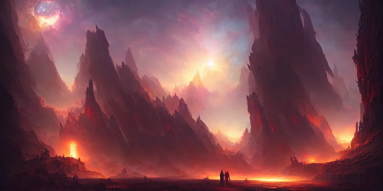 Image similar to the end of eternity, atmospheric lighting, intricate, volumetric lighting, beautiful, sharp focus, ultra detailed, in the art style of marc simonetti, bowater charlie and brom gerald, astrophotography