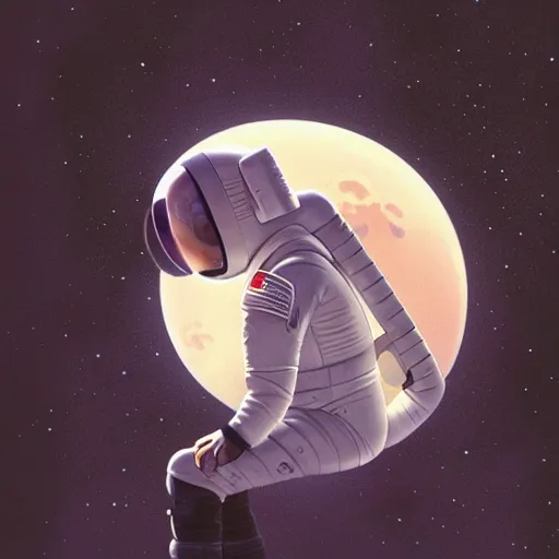 Image similar to an astronaut watching the earth from the moon, by hsiao ron cheng