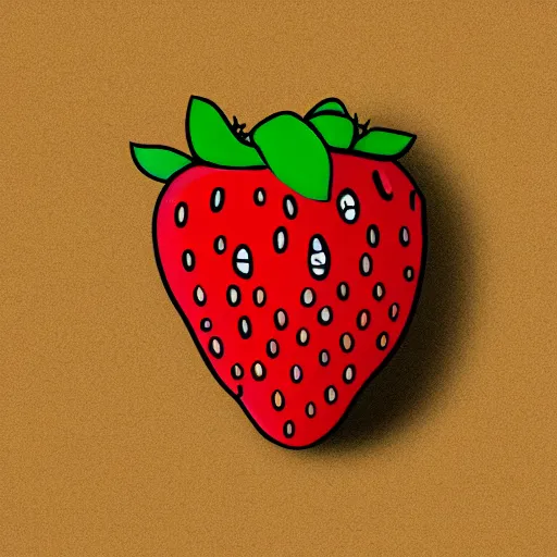 Image similar to strawberry with eyes, digital art, sticker