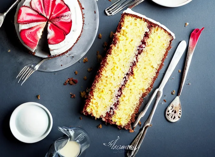 Image similar to most delicious cake of all time, professional food photography, studio lighting, plating