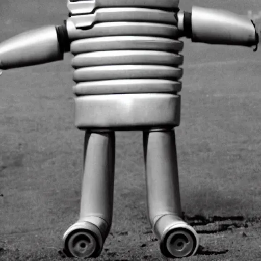 Image similar to photo of a rocket shaped robot man