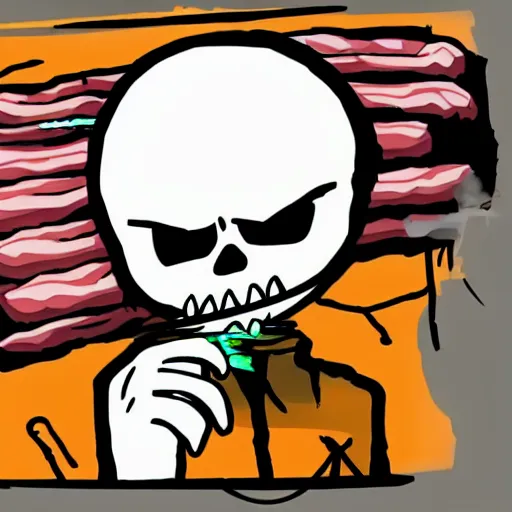 Prompt: Sans from Undertale smoking these meats, Drawn by a 1st grader