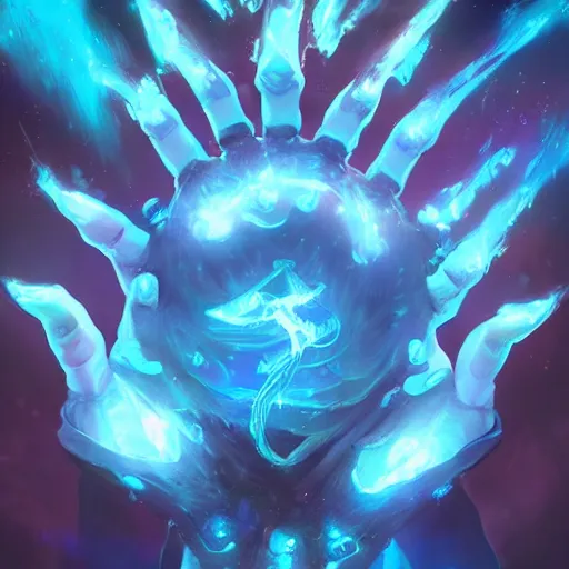 Prompt: glowing magic hands with fingers floating in the air, hands, fingers, fingers, fingers, fingers, fingers, fingers, hands, glowing fingers, blue theme, bright art masterpiece artstation. 8 k, sharp high quality artwork in style of jose daniel cabrera pena and greg rutkowski, concept art by tooth wu, blizzard warcraft artwork, hearthstone card game artwork, human anatomy