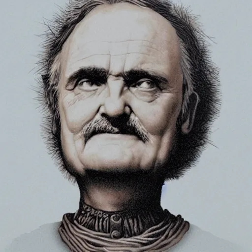 Image similar to grainpunk sacred detailed portrait of jim broadbent