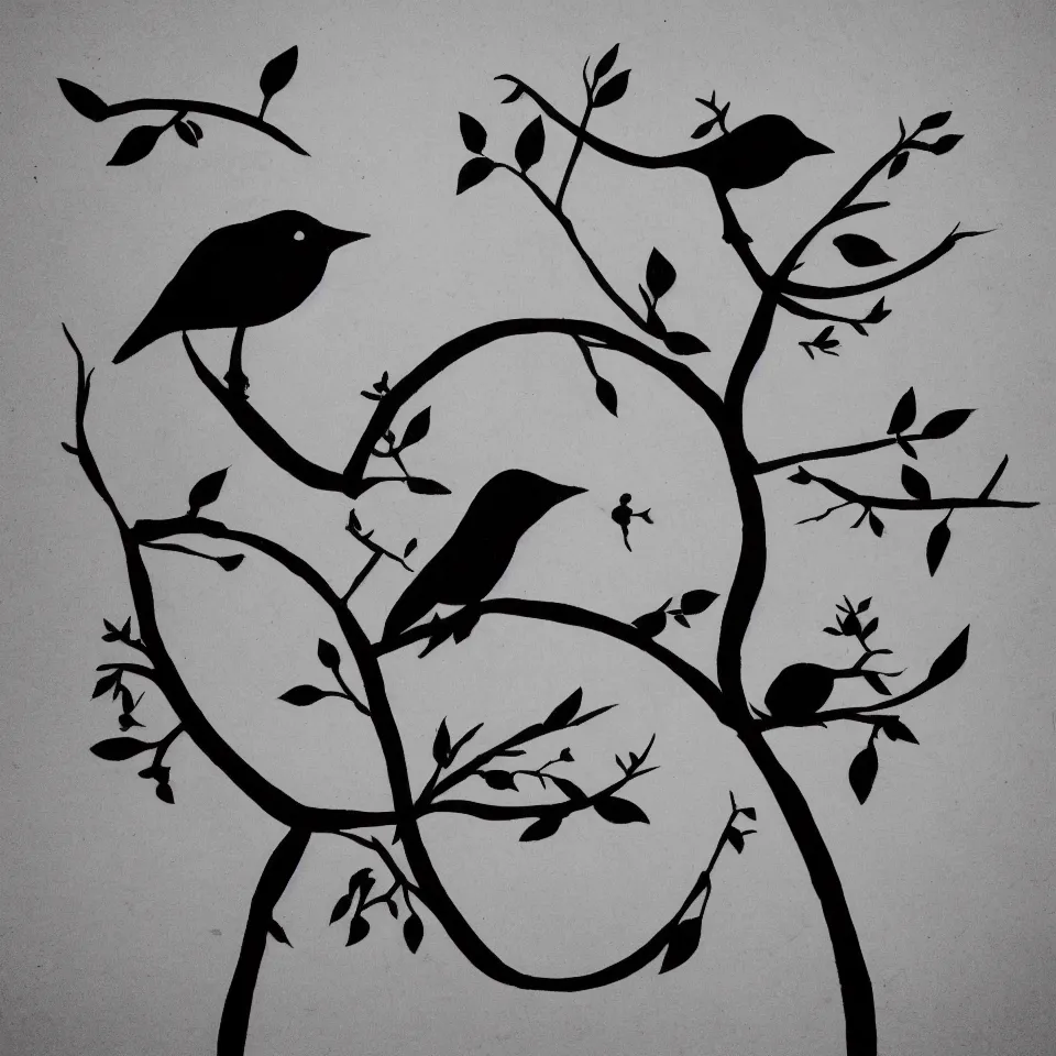 Image similar to stick figures bird, black and white