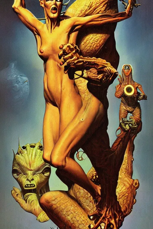 Image similar to extraterrestrial beast by wayne barlow, norman rockwell, boris vallejo