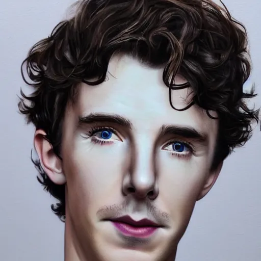 Prompt: a hybrid of benedict cumberbatch and freddie highmore and timothee chalamet, concert, on the stage, singer in the voice show, photo realistic, highly detailed, perfect face, oil painting