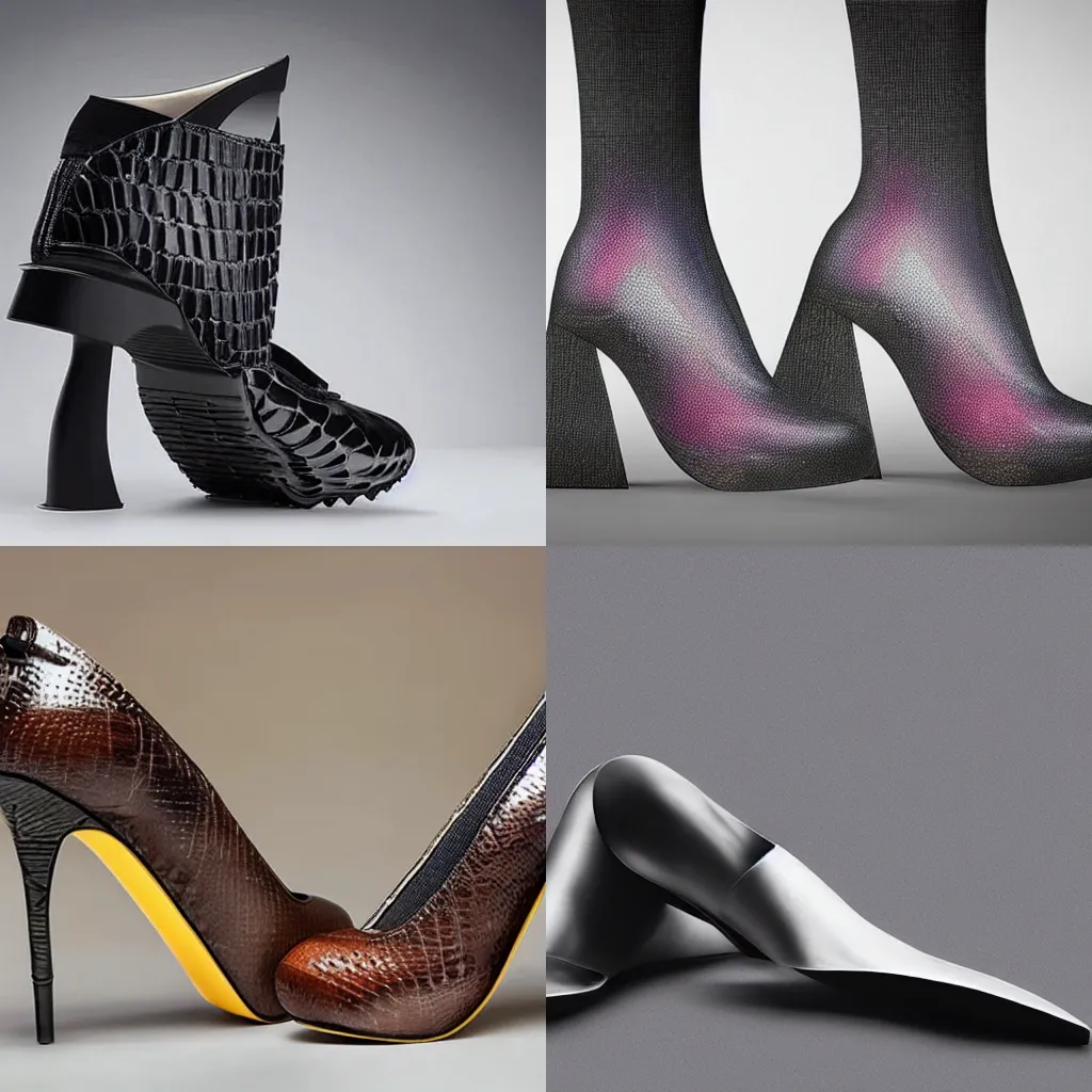 Prompt: New futuristic shoes with amazing curves designed by Leonardo da Vinci