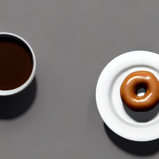 Prompt: A super detailed 3D render of a donut beside a hot cup of coffee, blender, unreal engine, trending on artstation