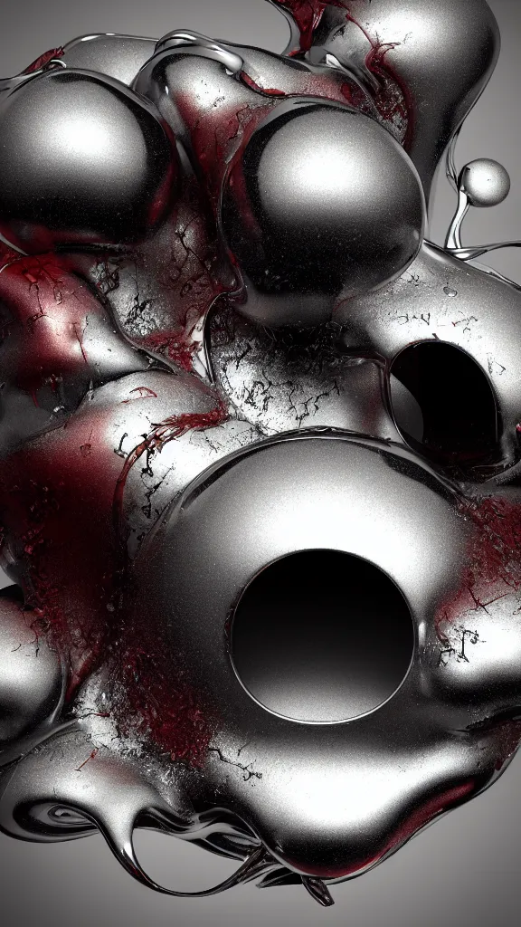 Image similar to abstract impossible chrome drippy sculpture fine art jewelry, concept art, 3D object, octane render, unreal engine, album art, by Alberto Seveso