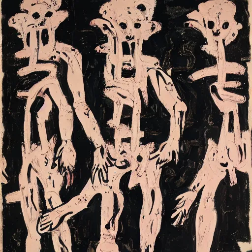 Image similar to painting of vengeance, by georg baselitz