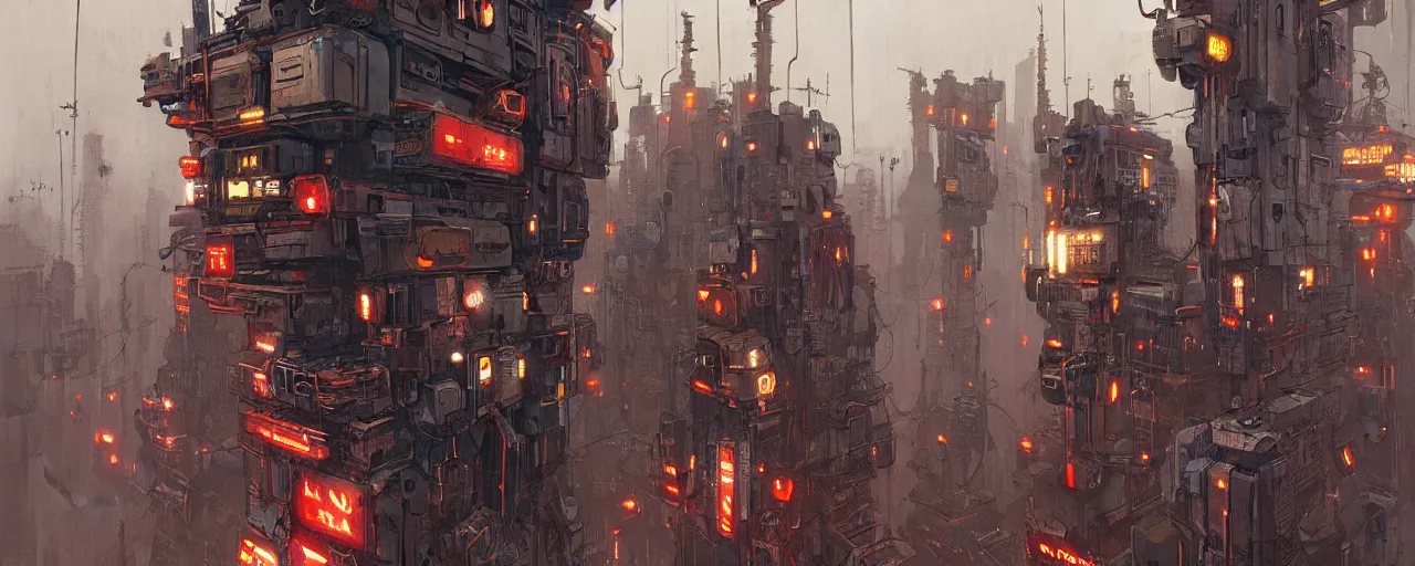 Image similar to machine city by ian mcque, cyberpunk, masterpiece, very detailed, atmospheric