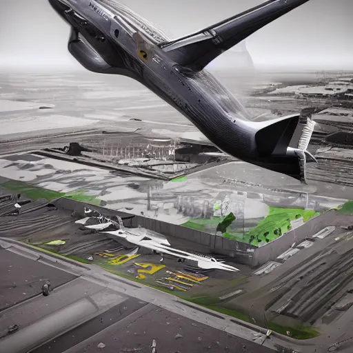 Image similar to sci-fi airport in view from above oily gloss specularity reflection with organic forms on the coronation of napoleon painting, on moon with medium size man walking with black background and digital billboard in the middle. unreal engine 5, keyshot, octane, artstation trending, by Zaha Hadid architects, by Matrix film color, high contrast pinterest black plastic, dark atmosphere pinterest tilt shift, 4k, 8k, 16k.