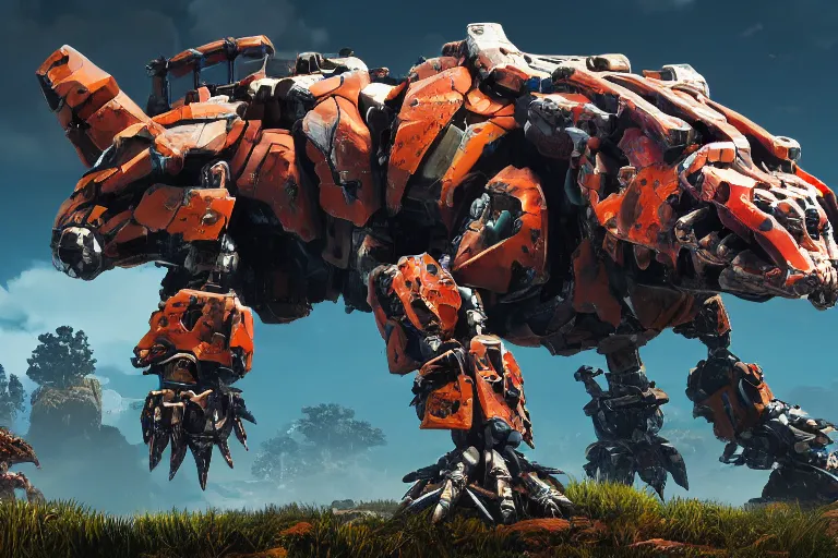 Image similar to shellsnapper machine mecha animal beast robot of horizon forbidden west horizon zero dawn bioluminiscence global illumination ray tracing hdr fanart arstation by sung choi and eric pfeiffer and gabriel garza and casper konefal