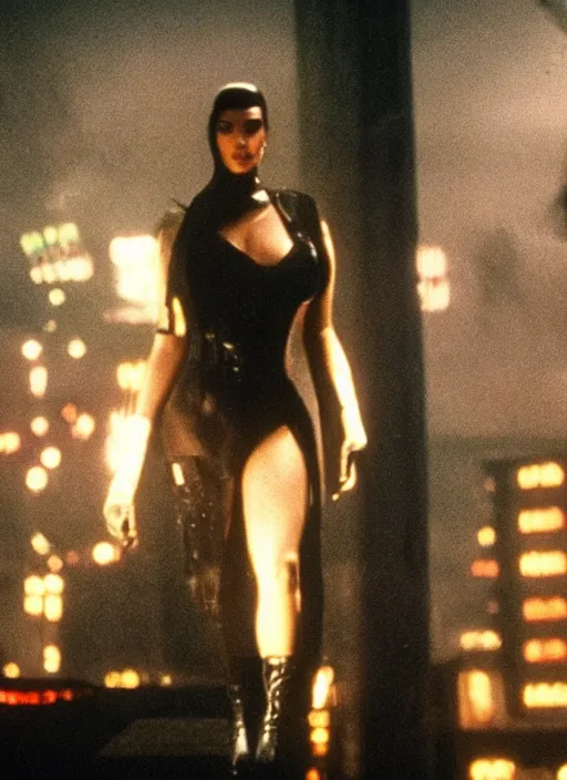 Image similar to a movie still of kim kardashian as rick deckard in blade runner