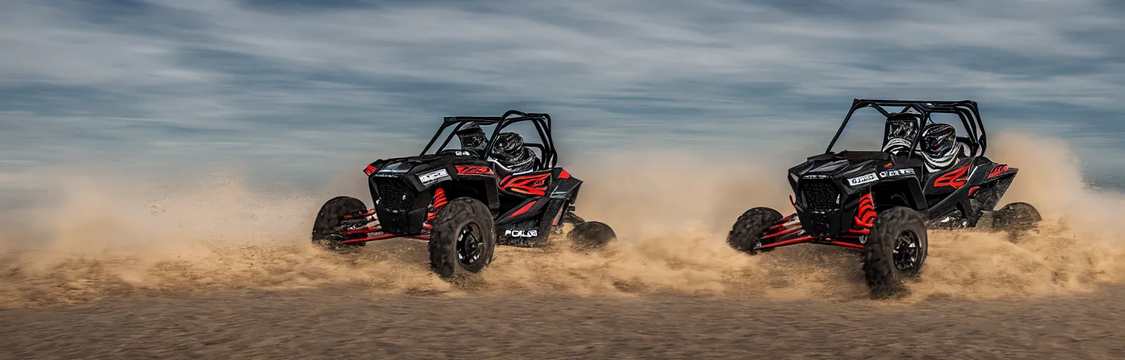 Prompt: action shot of a polaris rzr on the beach, 8 k photography, action sports