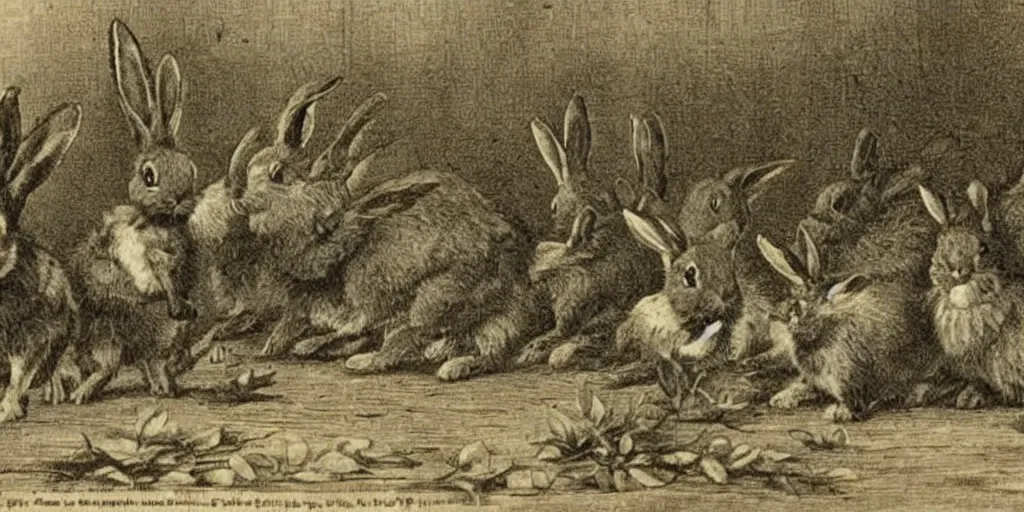 Prompt: cardiff overrun by rabbits in the 19th century