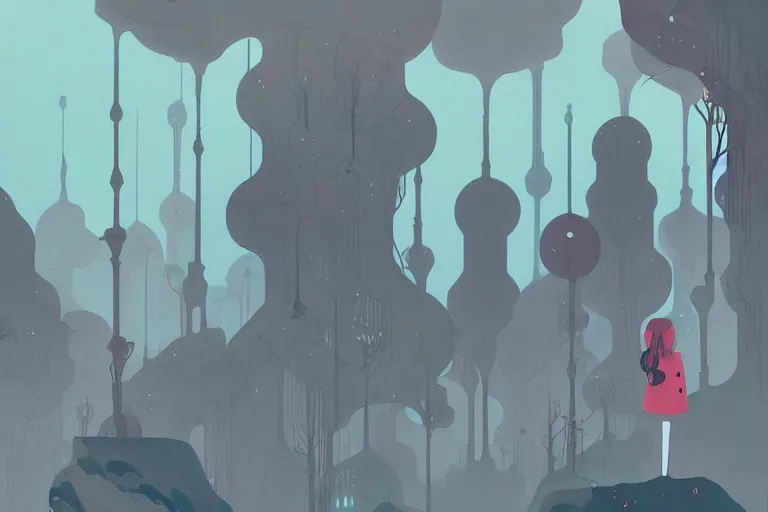 Image similar to landscape in the style of gris, trending on artstation