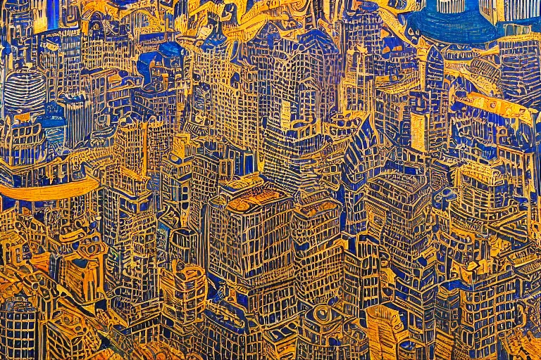 Image similar to city of golden shadows, intricate detailed painting, cityscape