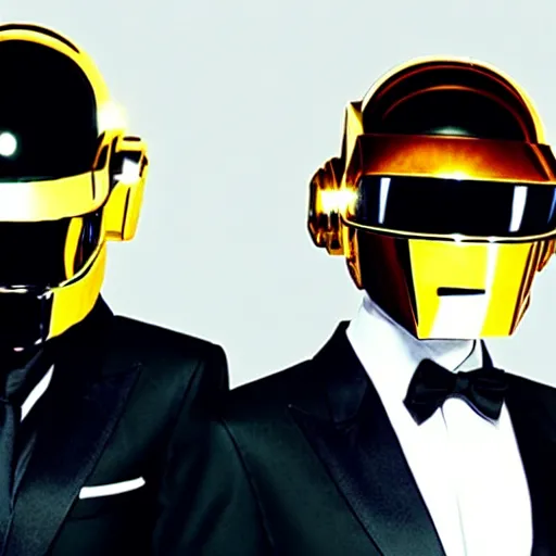 Prompt: Daft Punk pondering their orbs