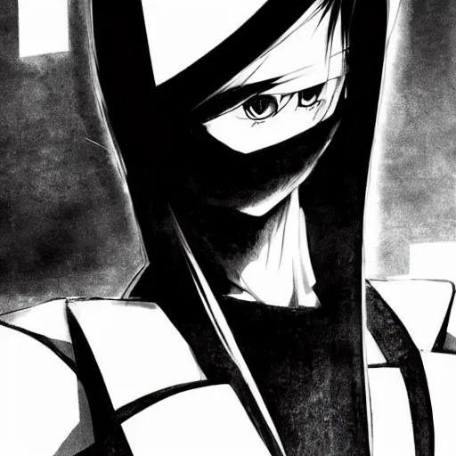 Prompt: android, high detail of the face, full body 1 / 6 nihei tsutomu, style of manga, style black and white, night, city,