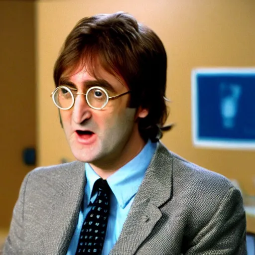 Image similar to a still of the office, starring john lennon