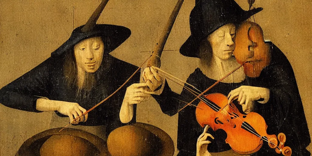 Image similar to a violinist by Hieronymous Bosch