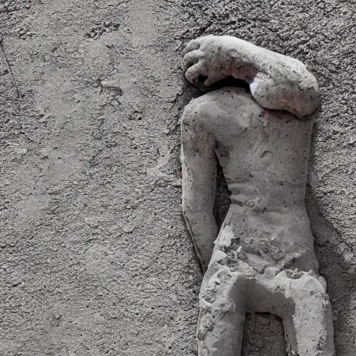 Image similar to human made from crumbling corroded concrete