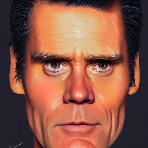 Prompt: portrait of Jim Carrey by viktor miller-gausa, abstract brush strokes, beautiful lighting, 4k digital art, illustration, trending on artstation