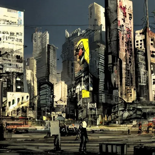 Image similar to Buenos Aires Cyberpunk Landscape by Yoji Shinkawa, Protest on plaza de mayo