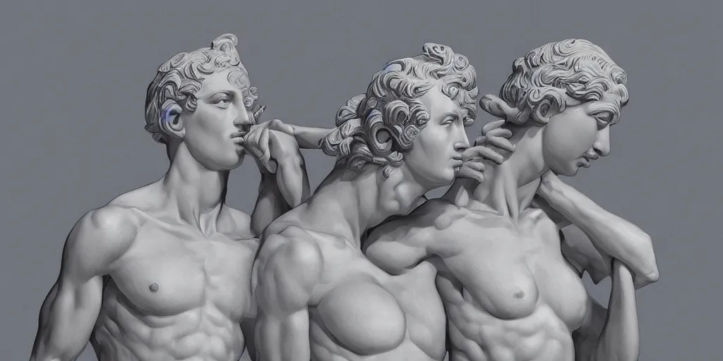 Image similar to greek sculpture of intertwined bodies by james jean, redshift, octane