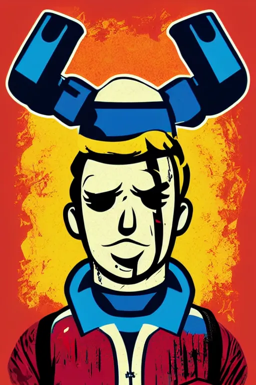 Image similar to fallout 7 6 retro futurist illustration art by butcher billy, sticker, colorful, illustration, highly detailed, simple, smooth and clean vector curves, no jagged lines, vector art, smooth andy warhol style