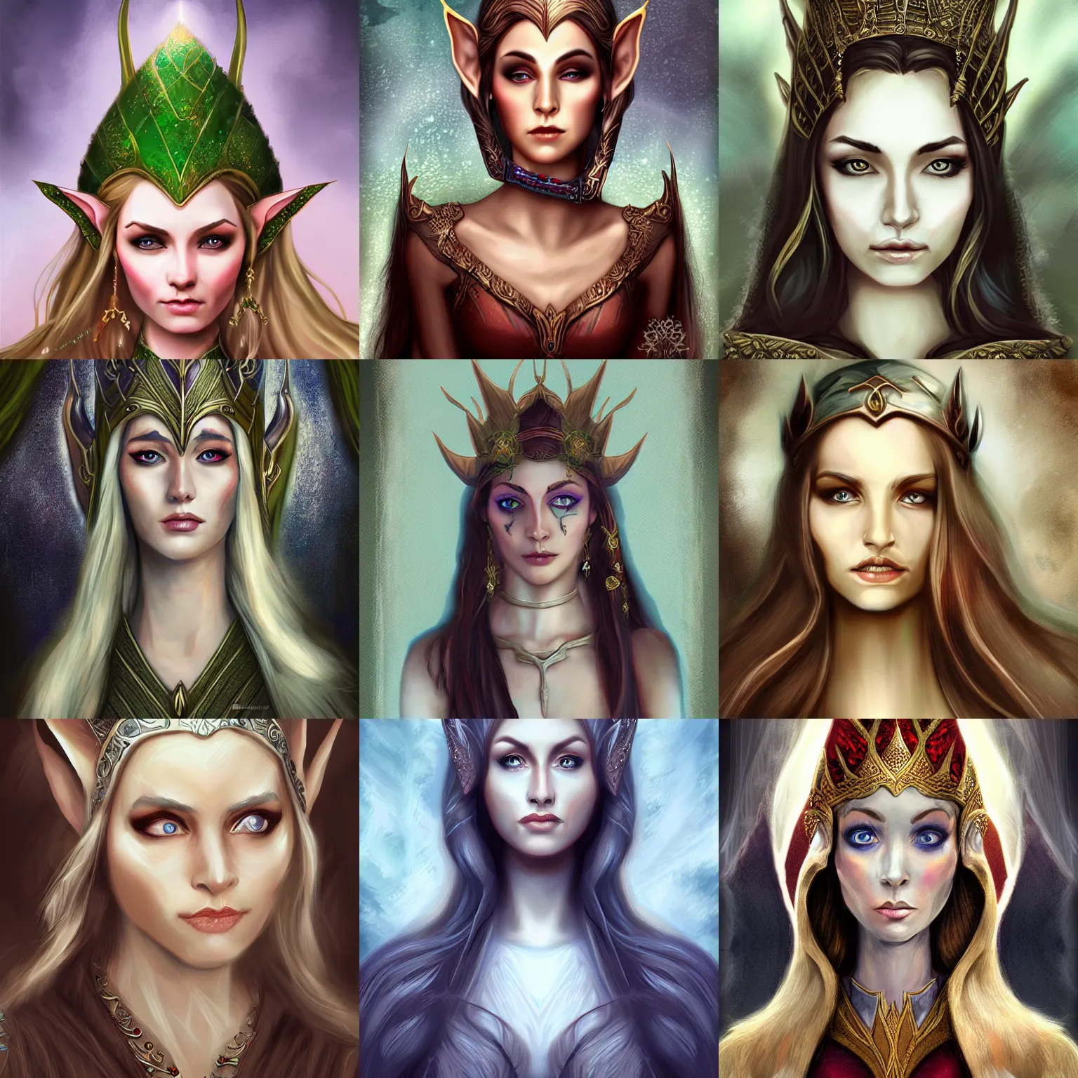 Prompt: elven queen, digital painting, realistic,