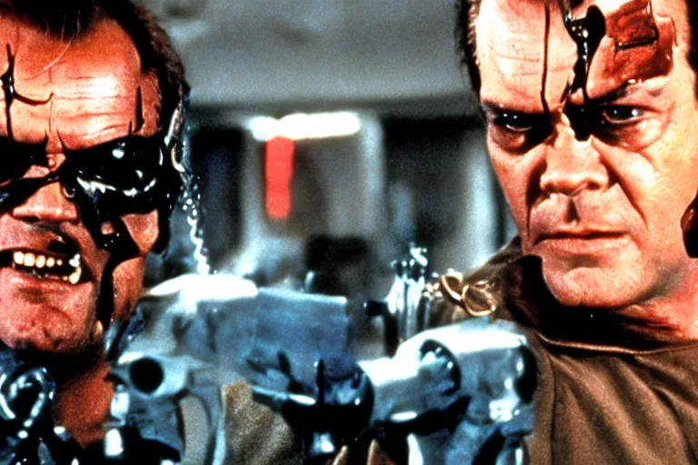 Image similar to Jack Nicholson plays Terminator, still from the film