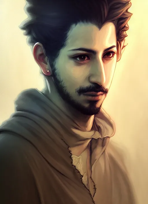 Prompt: a portrait of emad on ama an ultrafine detailed painting, detailed painting, detailed eyes!!, final fantasy octopath traveler lovecraft ghibly