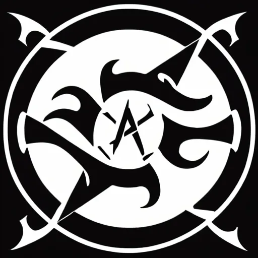 Prompt: AO occult anarchy symbol, graphic design, logo, black and white