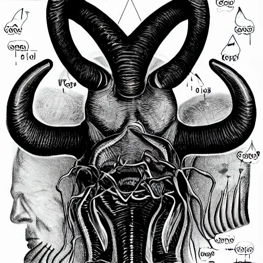 Image similar to fetal sonogram, horns, evil, scientific,