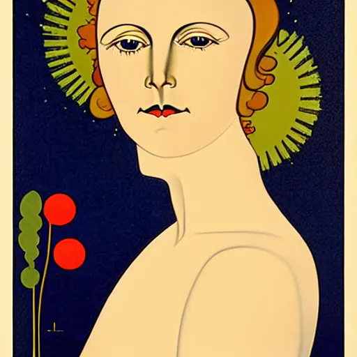 Image similar to Art in the style of Coles Phillips, Gaia, Mother Earth, side portrait