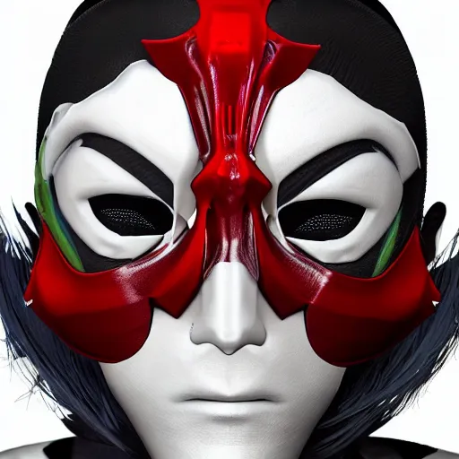 Image similar to detailed guy with mask made in persona style highly detailed, fragile looking, high quality, 8k, smooth, art, art, detailed face, sharp focus, beautiful scene, neon, handsome detailed face,