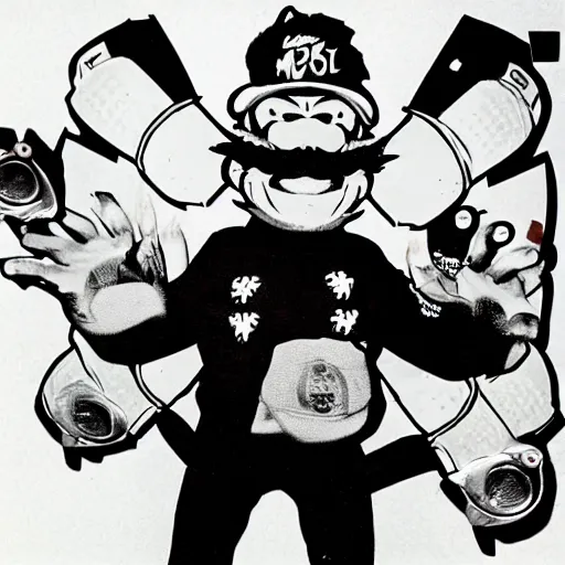 Prompt: bowser in a gangster rap music video 1 9 9 0 s mtv vhs